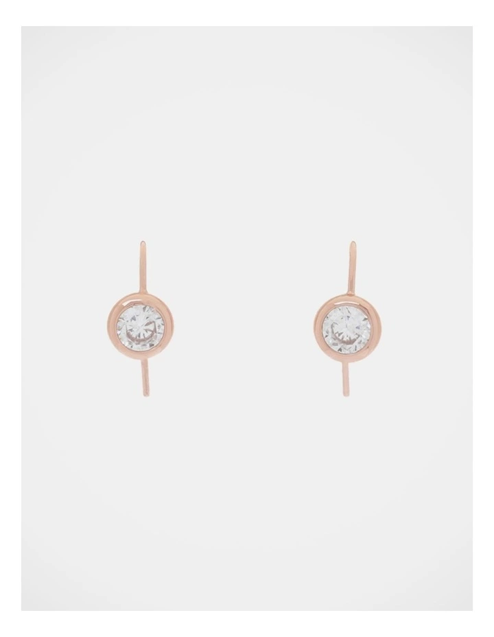 Cubic Zirconia Solitaire Rose Gold Drop Earrings