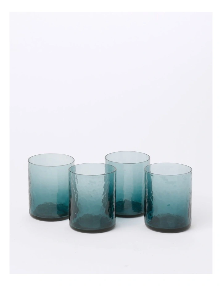 Hammered Wine Glass Set of 4 in Blue