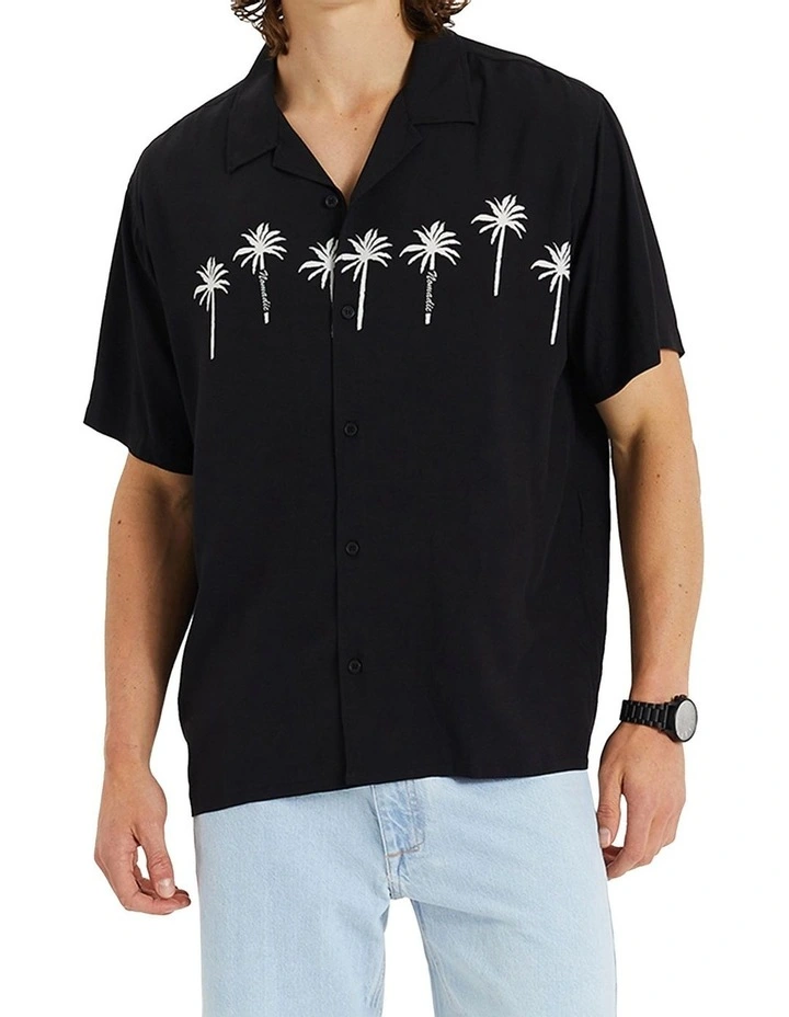 Rider Relaxed Resort Shirt in Black/White Stripe