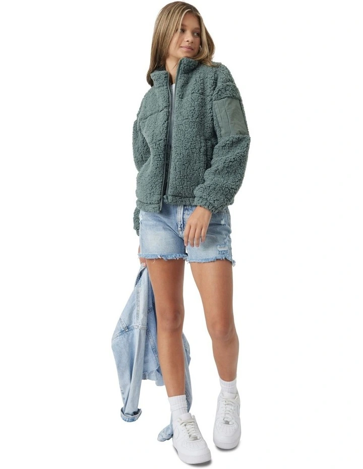 Teddy Detailed Jacket in Hunter Green