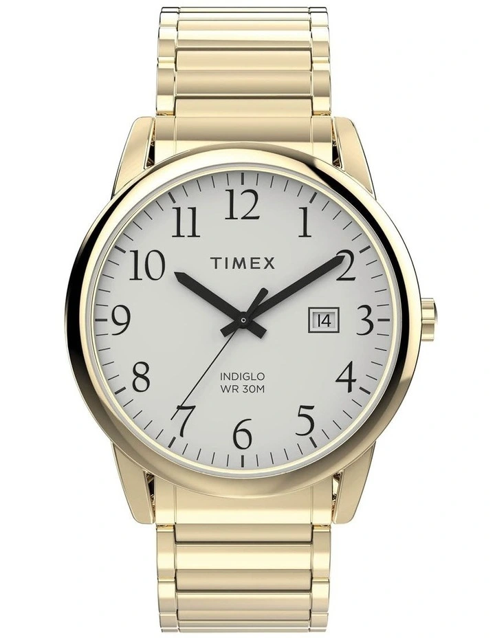 Oversized Easy Reader Stainless Steel Watch in Gold