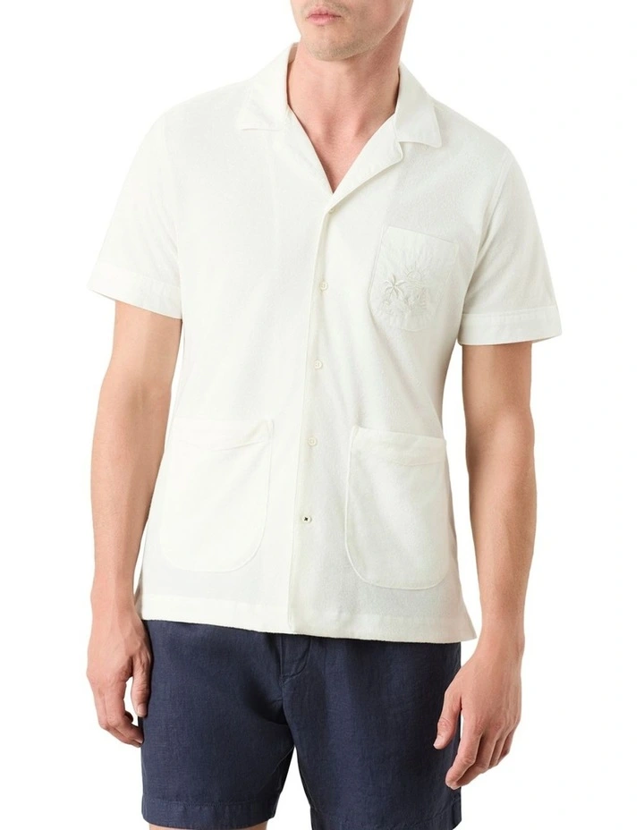 Rothstein Camp Collar Short Sleeve Shirt in White