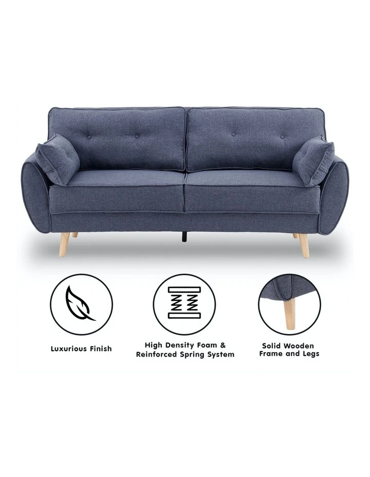 3 Seater Sofa Bed Lounge Couch Modular Furniture Home Linen Fabric Dark Grey