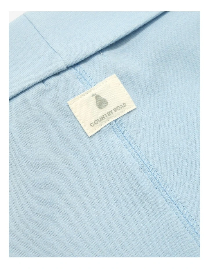 Organically Grown Cotton Fold Over Soft Pant in Washed Blue