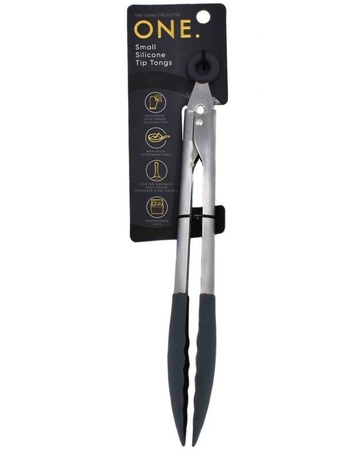 ONE Small 23cm Silicone Tip Tongs in Black