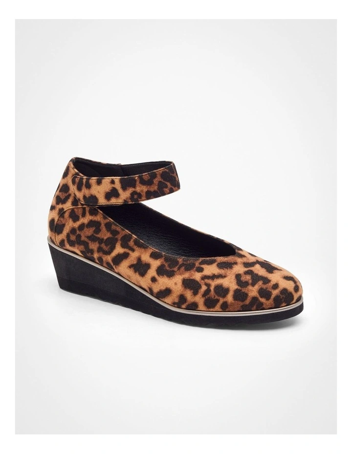 Wedge Ankle Strap Court Shoe in Animal Print