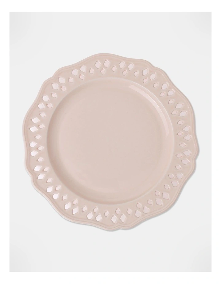 Breton Round Platter Scalloped Edge Pink