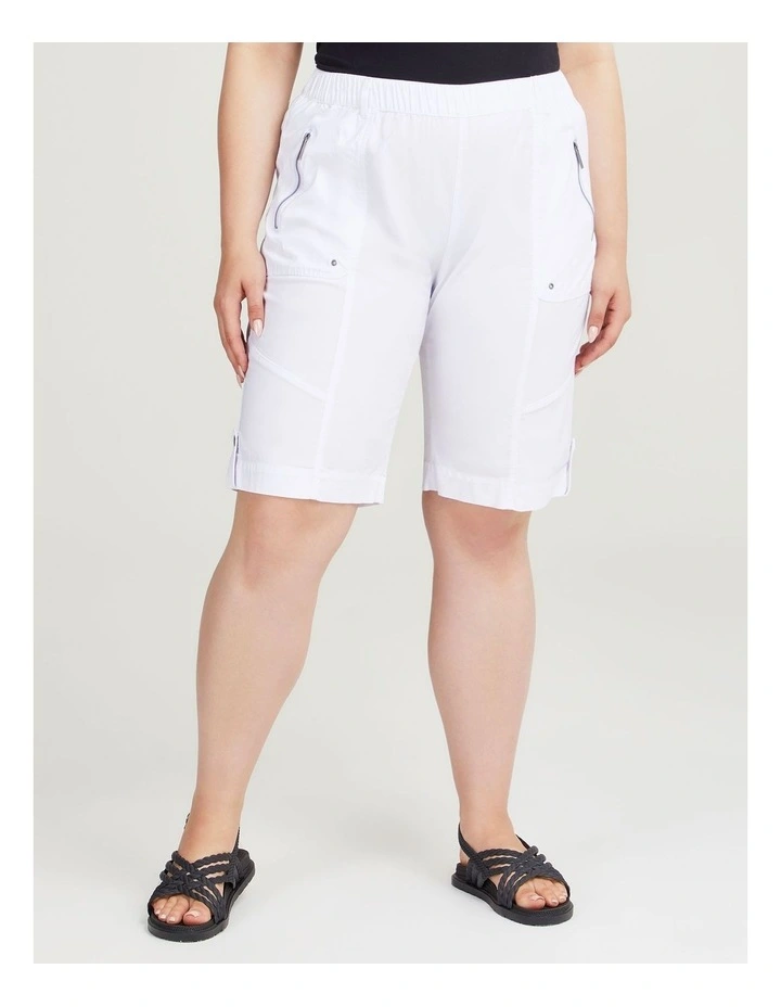 Zip Pocket Cargo Shorts in White
