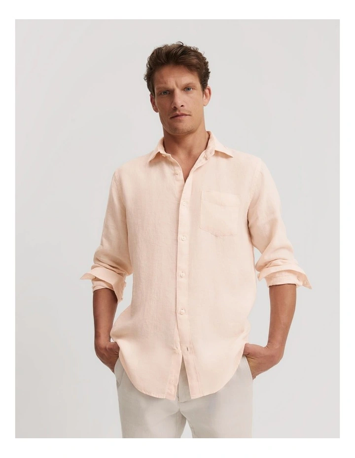 Organically Grown Linen Shirt in Soft Pink