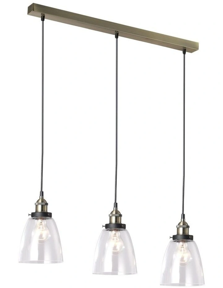 Rosa 3 Light Pendant Light Antique Brass