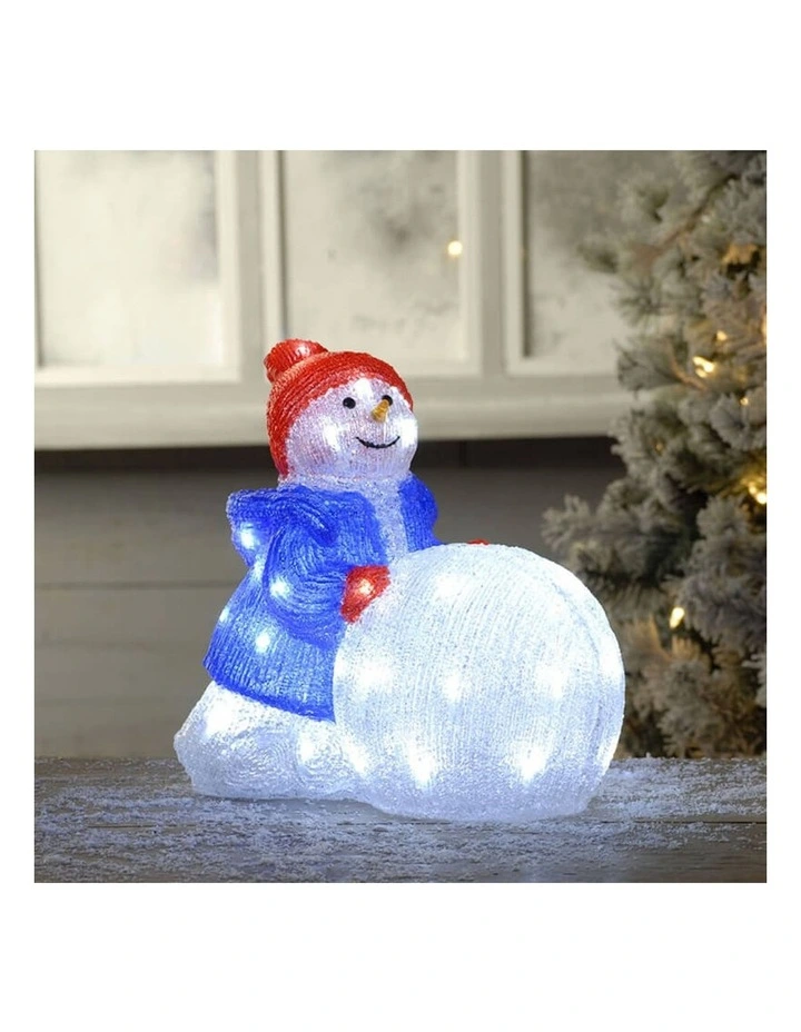 Acrylic Snowman With Large Snowball H34cm