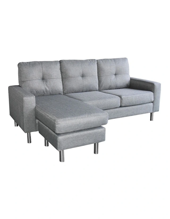 Linen Corner Sofa Couch Lounge L-shape Chaise Dark Grey