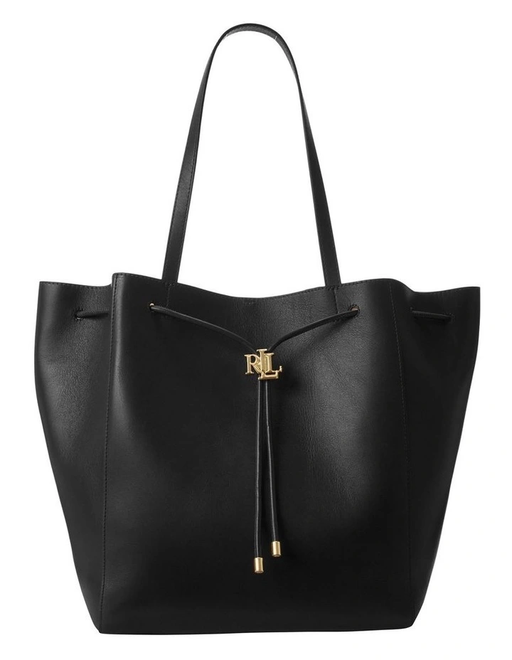 Leather Medium Andie Drawstring Tote in Black