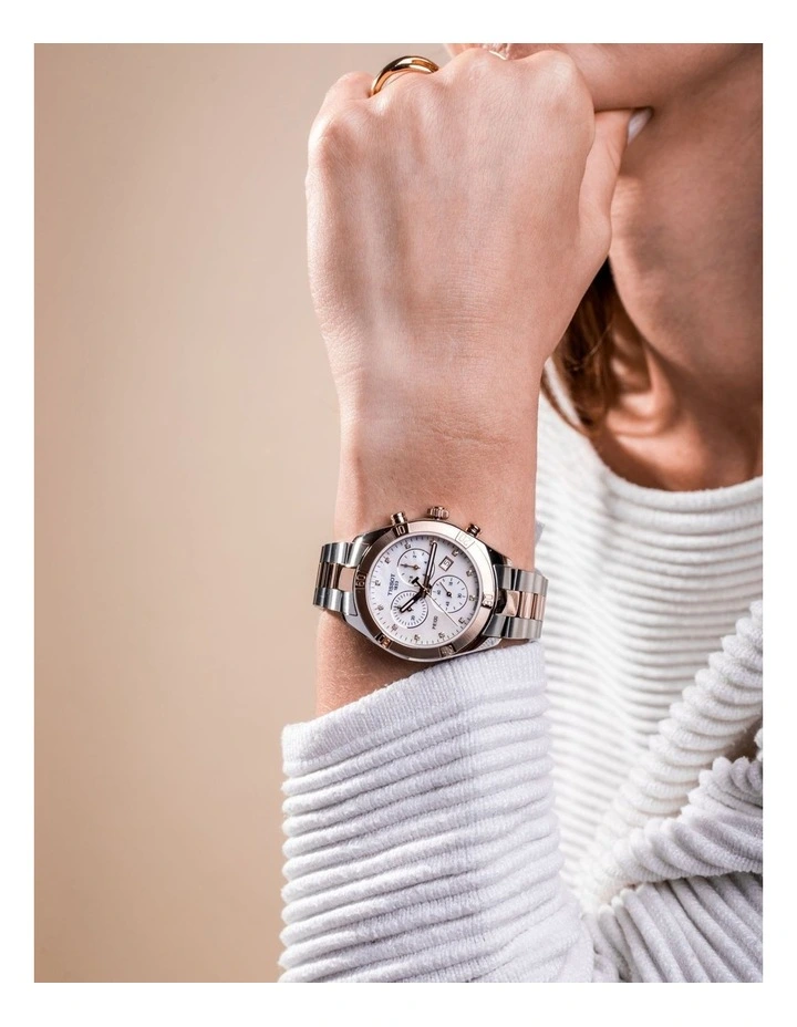 PR 100 Sport Chic Chronograph T1019172211600 Watch in Pearl Grey/Rose Gold