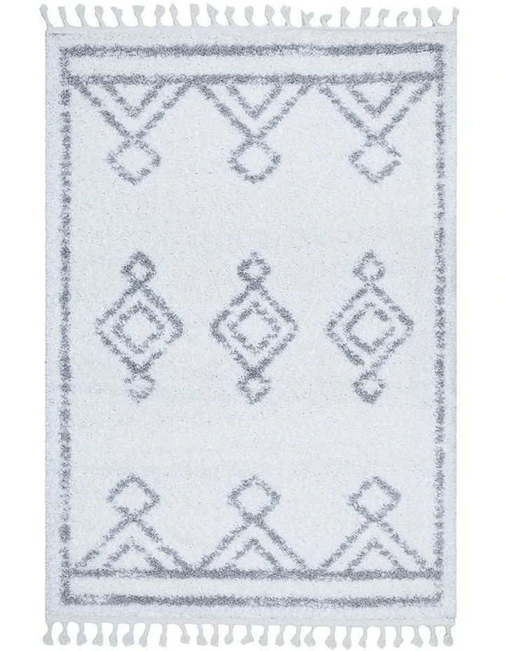 Casablanca Temara White Rug In Silver