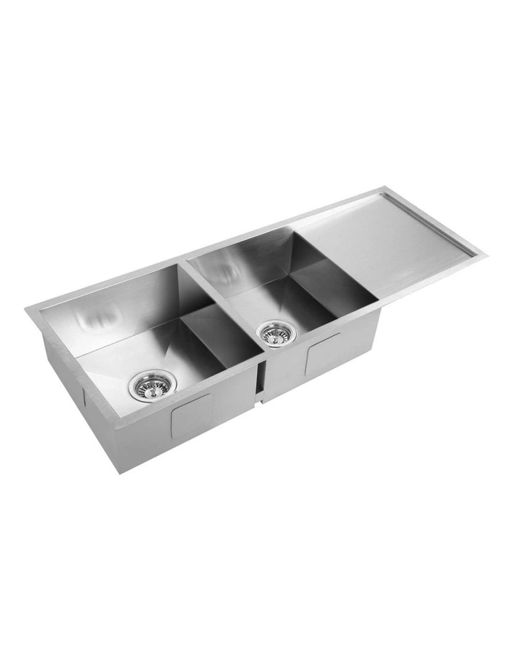Double Bowl Laundry Stainless Steel Kitchen Sink 111X45CM Silver