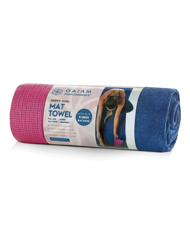 Grippy Yoga Mat Towel in Navy/Pink