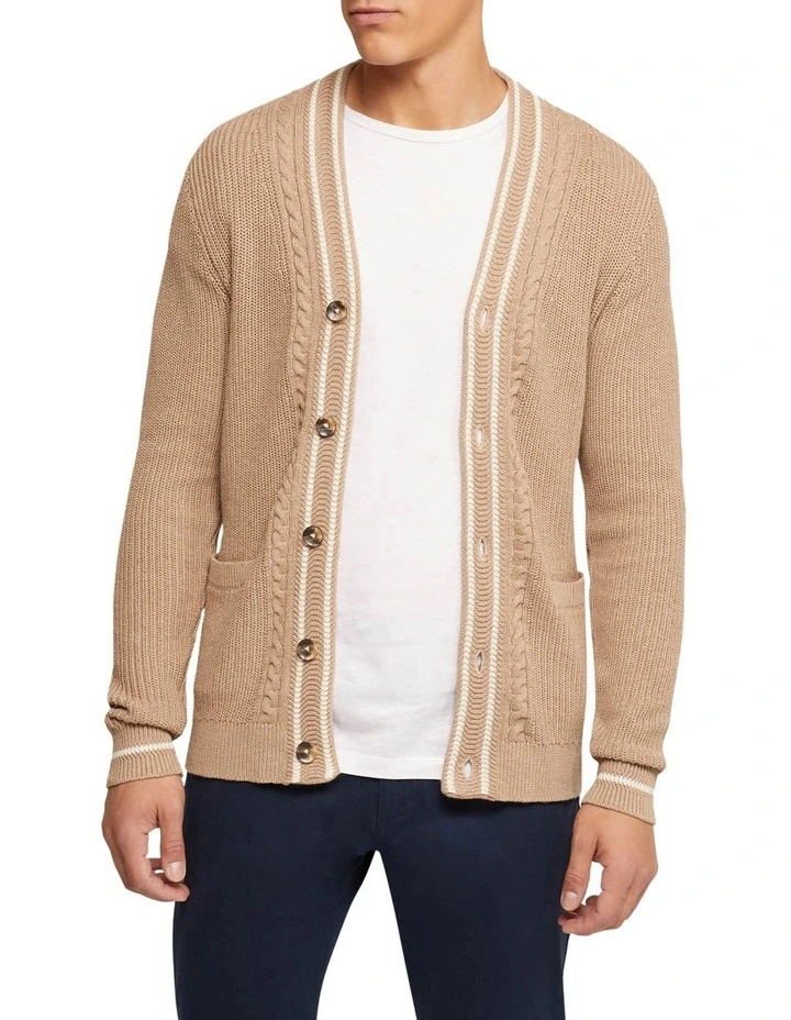 Cavill Cable Cardigan in Brown