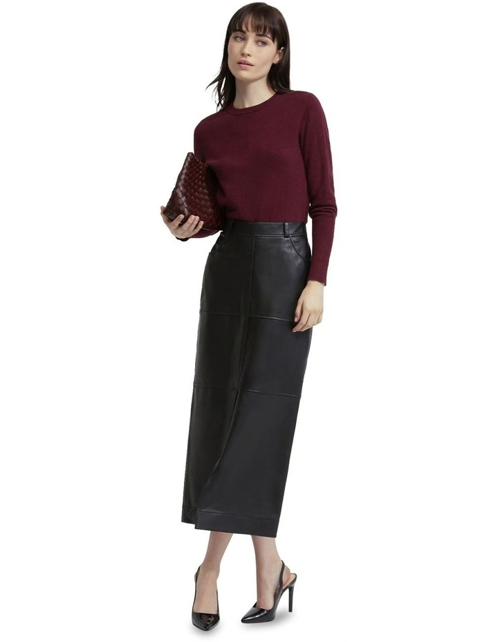 Madeline Long Cuff Knit Top in Deep Red