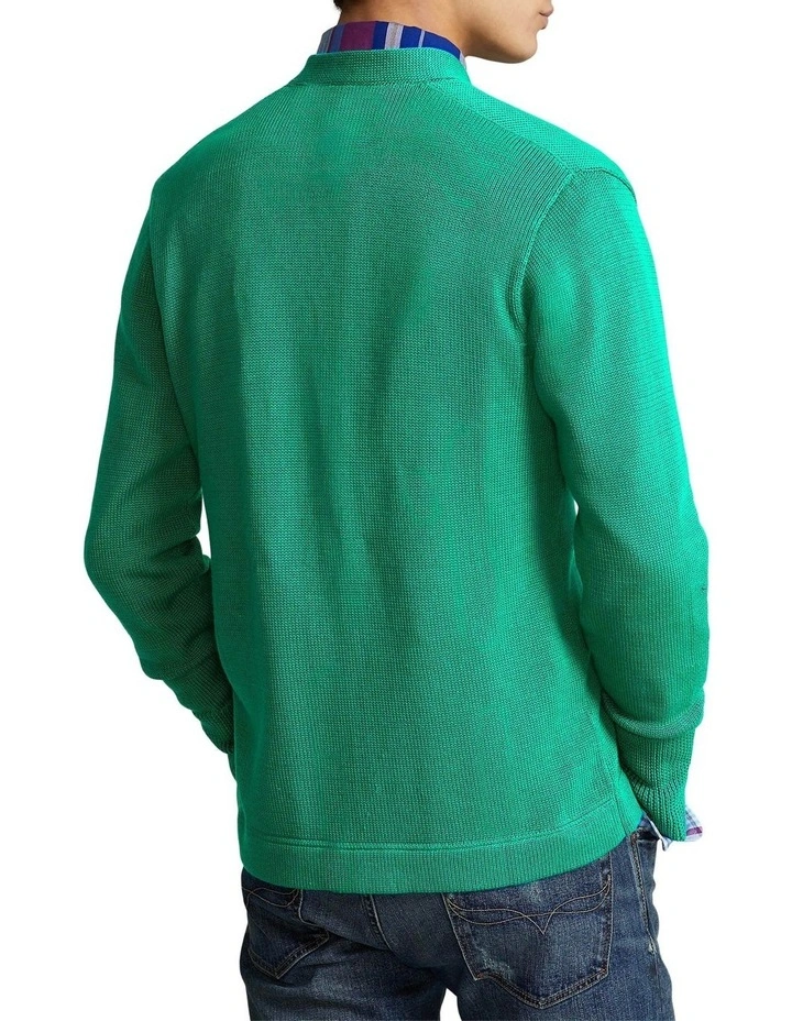 Crest Cotton Cardigan in Green