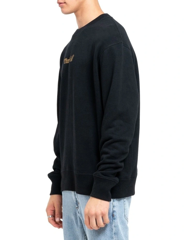Thrills Workwear Embro Oversize Fit Crew in Black