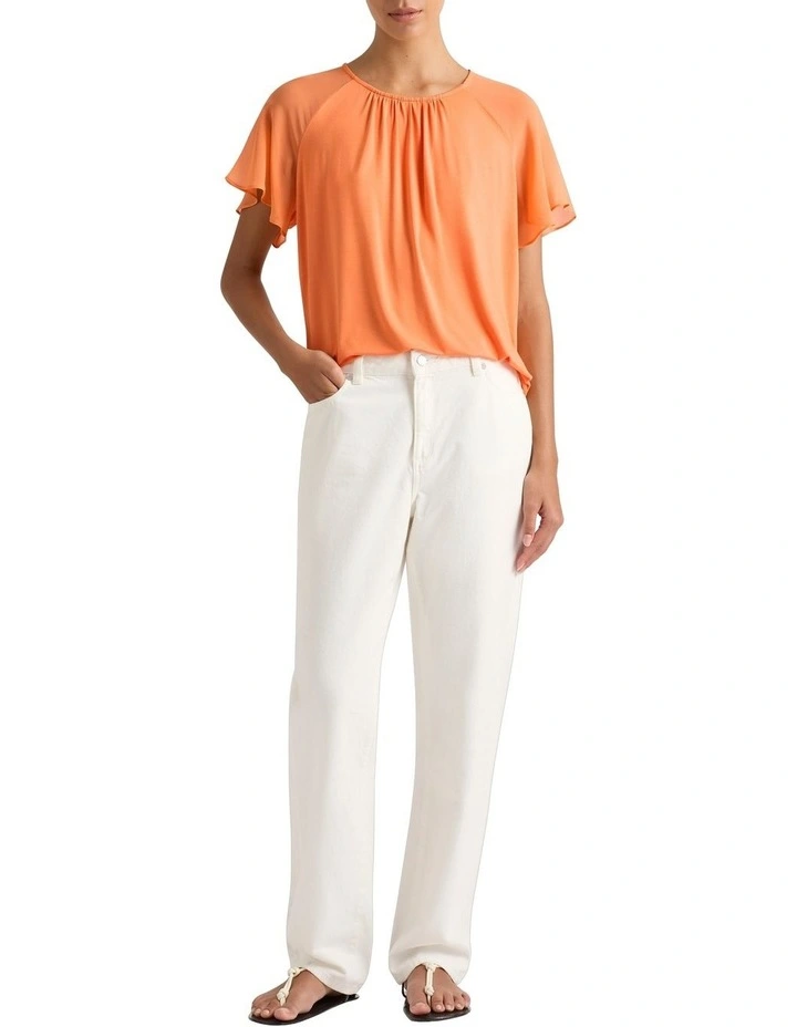 Louise Silk Mix Top in Salmon