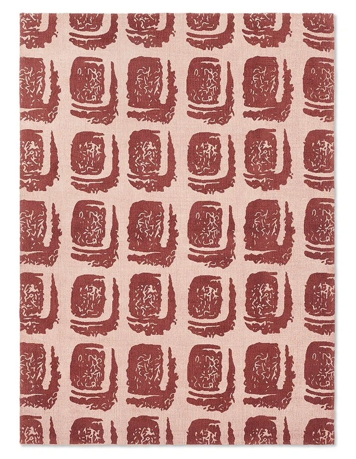 Woodblock Rug 163003 in Red