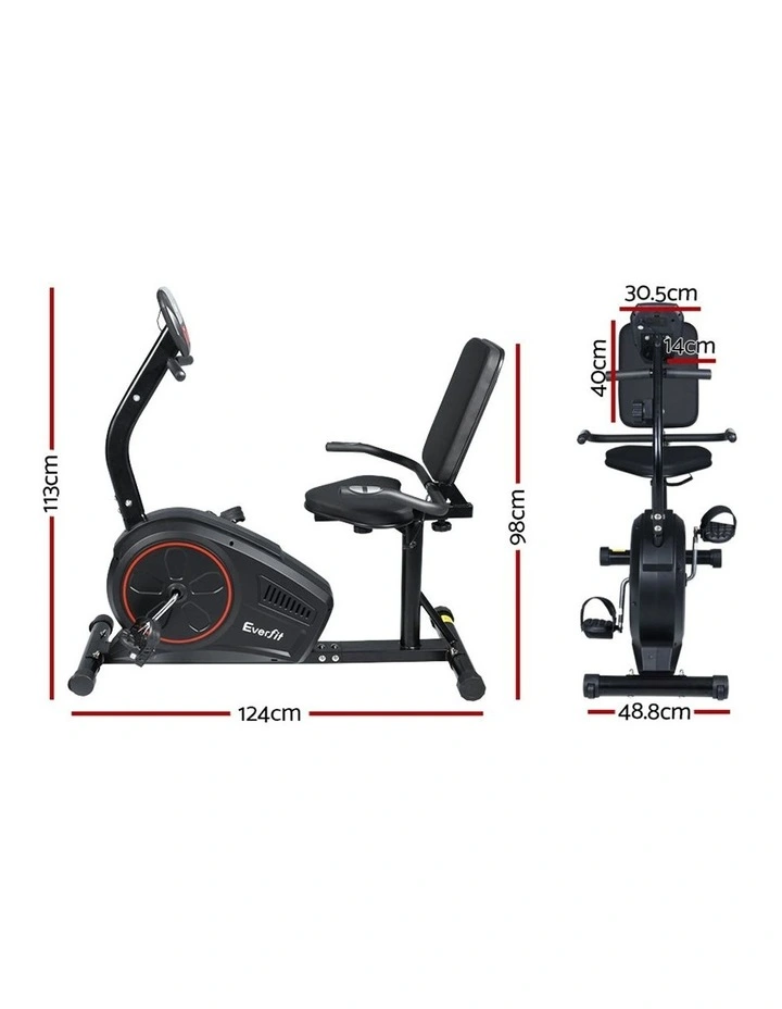 Everfit Magnetic Recumbent Exercise Bike Fitness Trainer Home Gym Equipment Bk