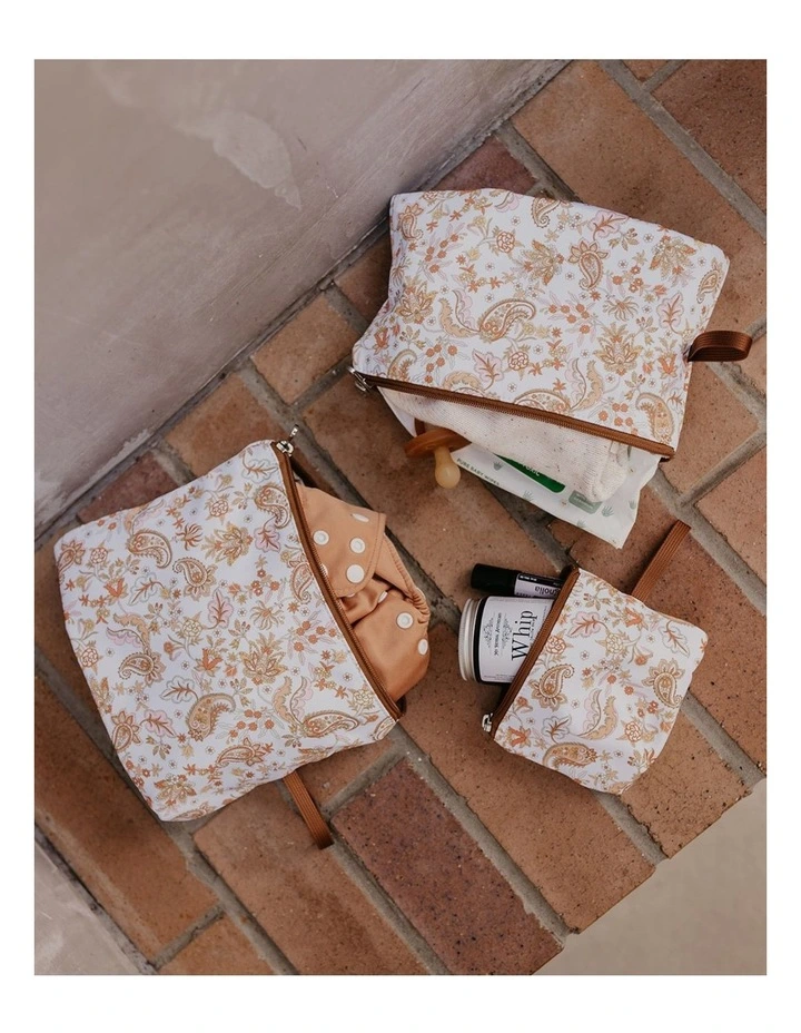 Packing Pouch Trio in Peach Paisley