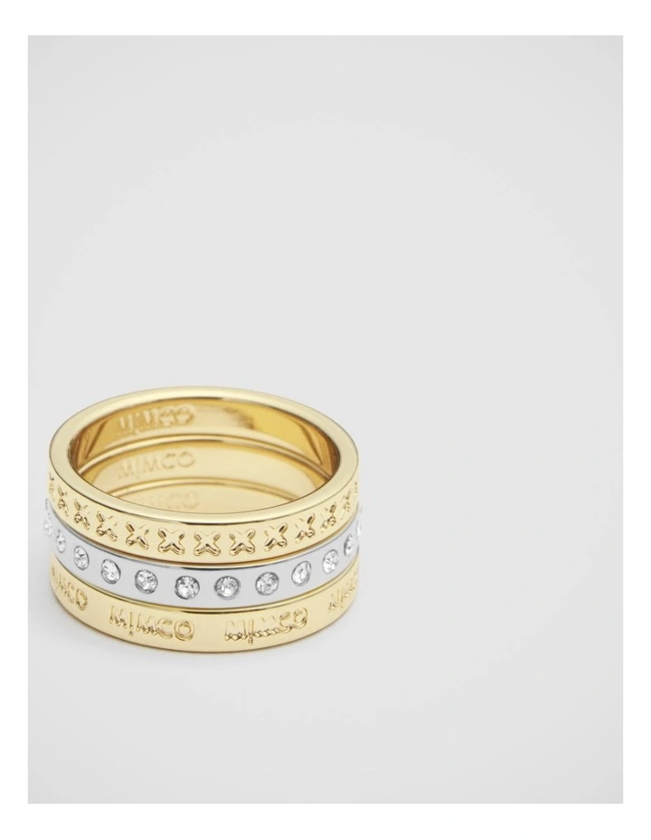 Halo Ring Stack in Gold Silver