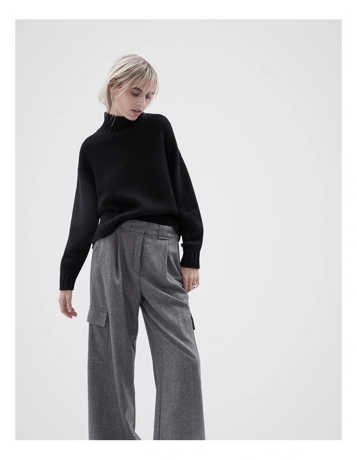 High Neck Knit Jumper in Black