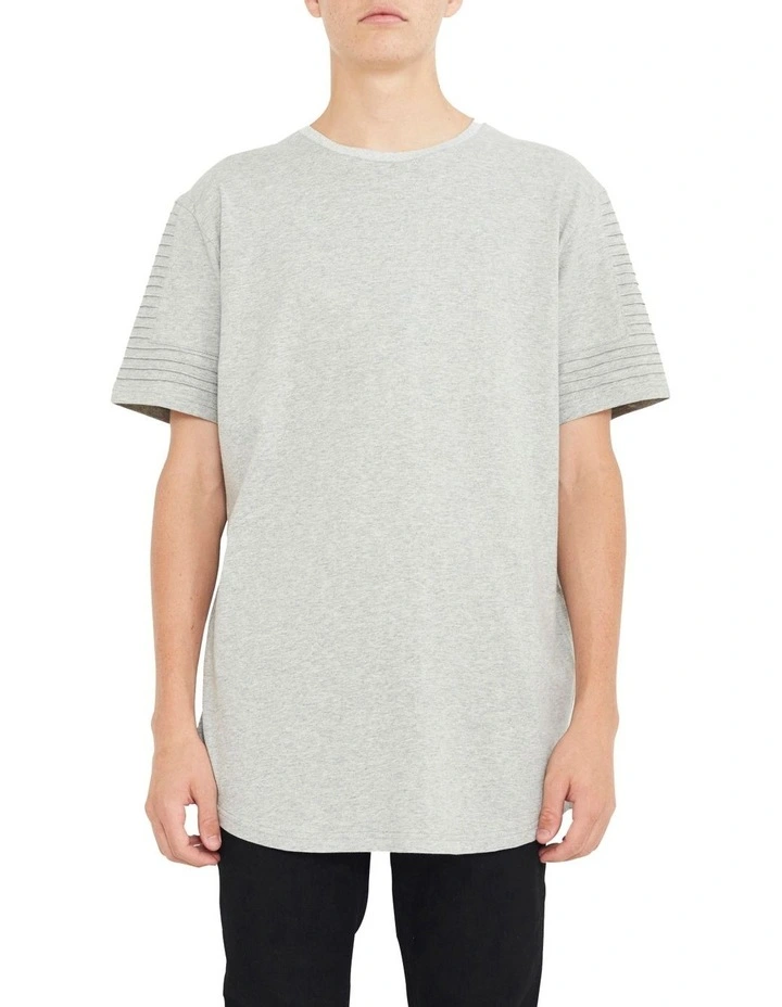 Maverick Pin Tuck Sleeve T-Shirt in Grey Marle