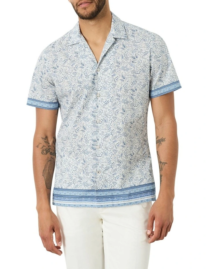 Pesaro Camp Collar Short Sleeve Shirt in Two Tone