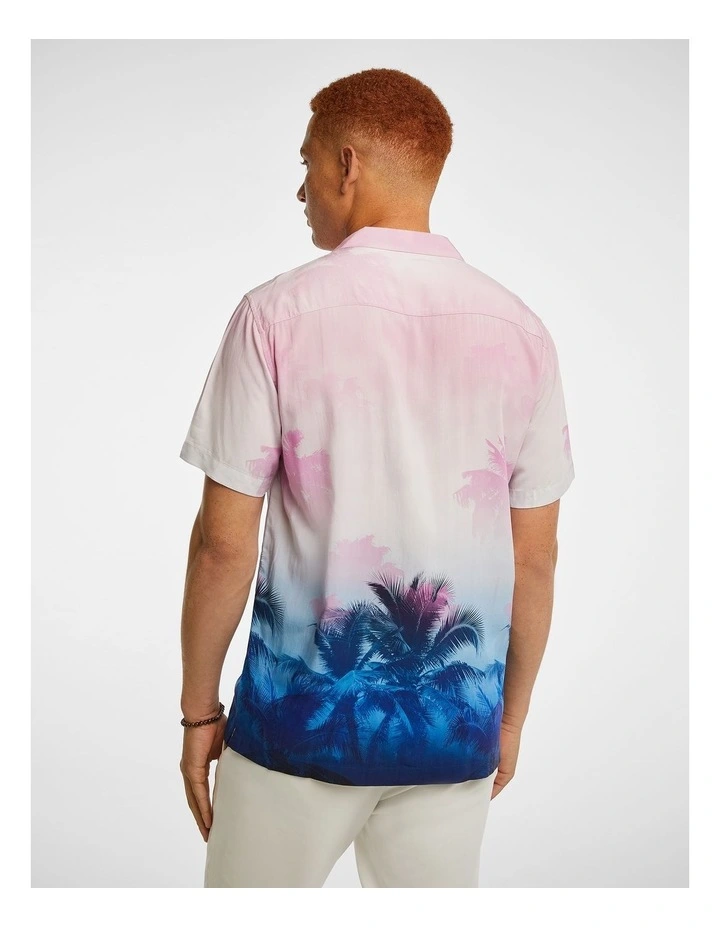Bahama Abstract Palm Shirt in Pink