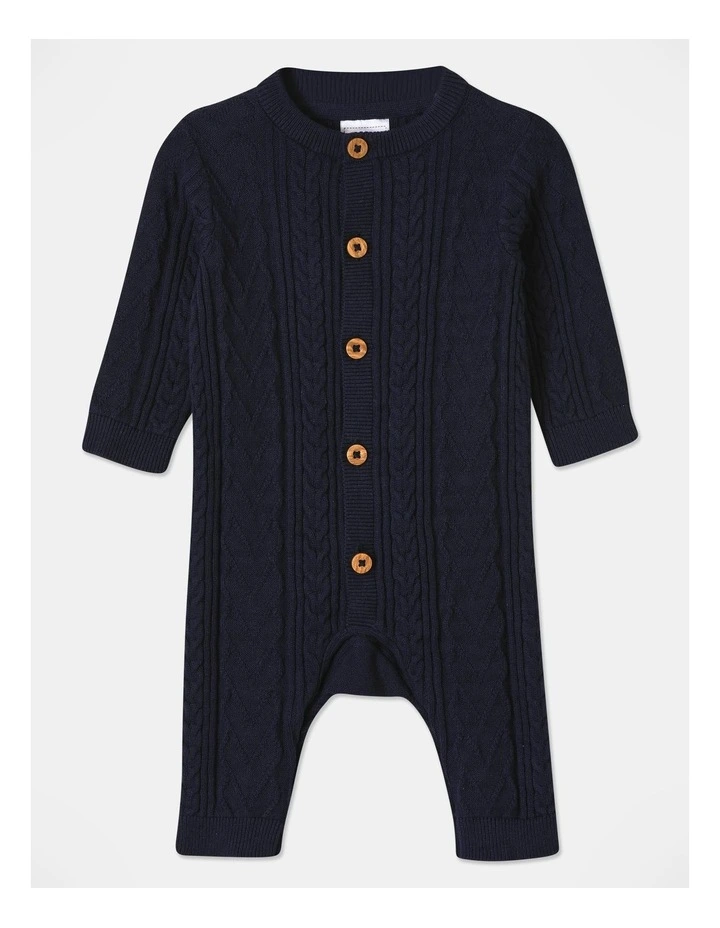 Cable Knit Coverall in Navy