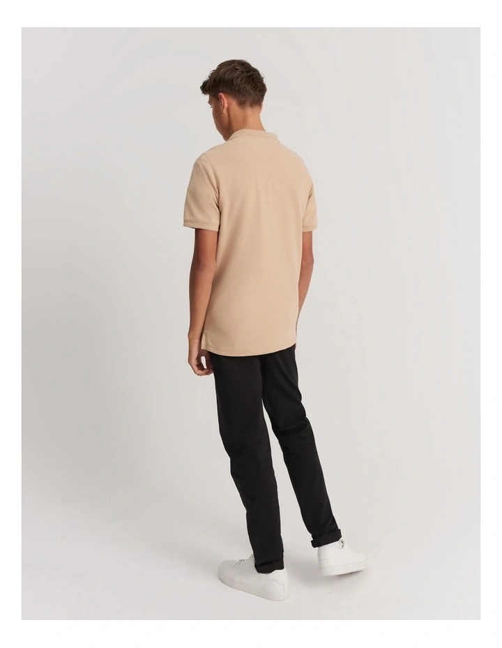 Recycled Cotton Blend Polo Shirt in Natural