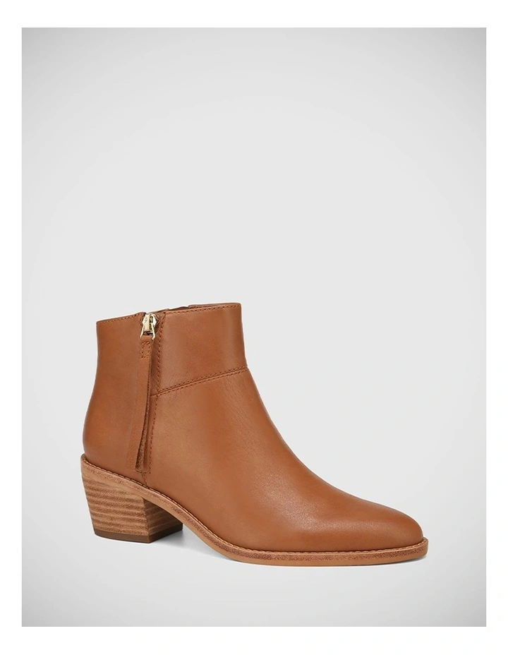 Jayde Leather Ankle Boot in Dark Cognac