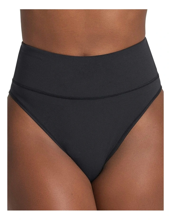 High-Waist Seamless Effect Tummy Control Shaper Thong in Black
