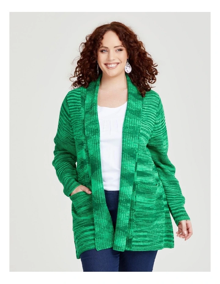 Melange Pocket Cardigan in Green
