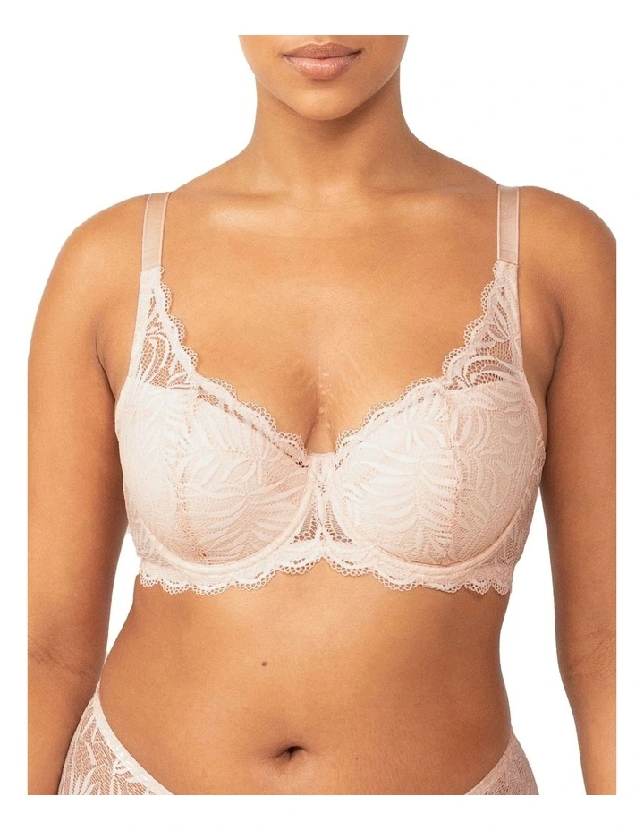 Essential Lace Balconette Wired Padded Bra in Nude Pink