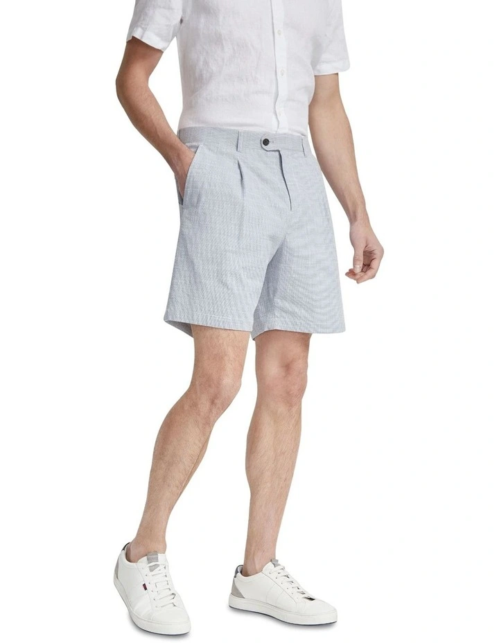 Matteo Eco Seersucker Shorts in Blue