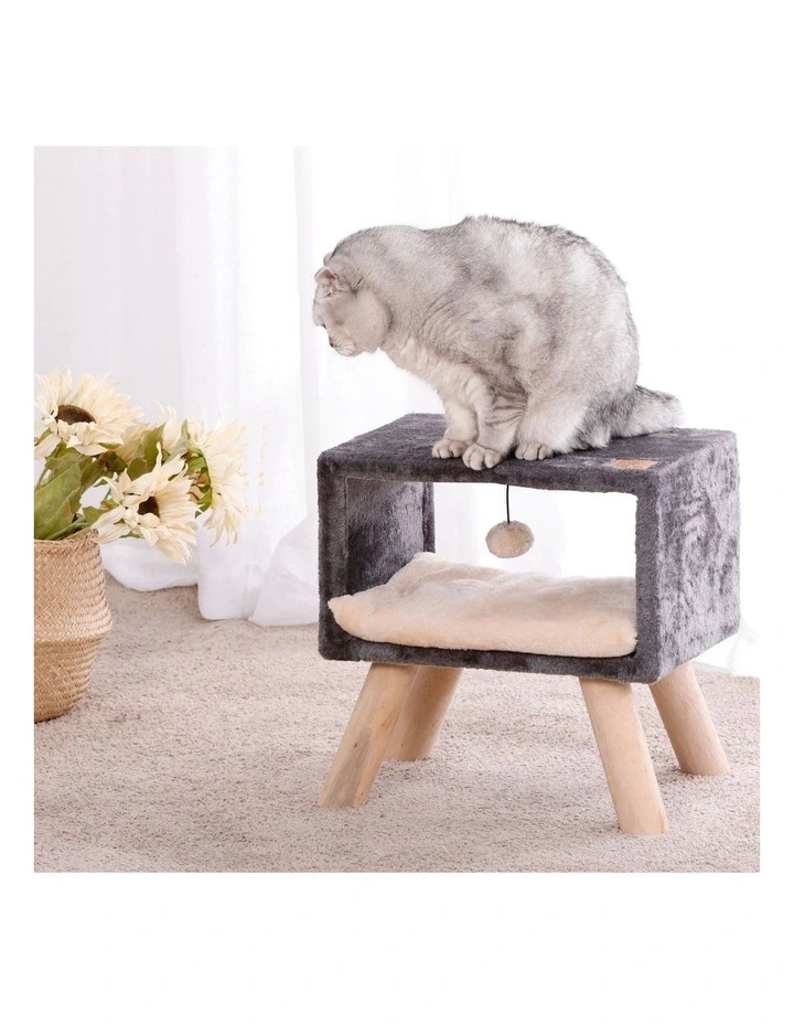 Lite Bed Side Table Cat Scratching Post in Charcoal