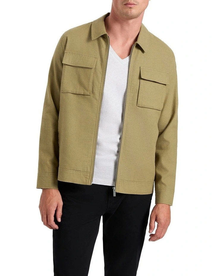 Liam Linen Jacket in Army