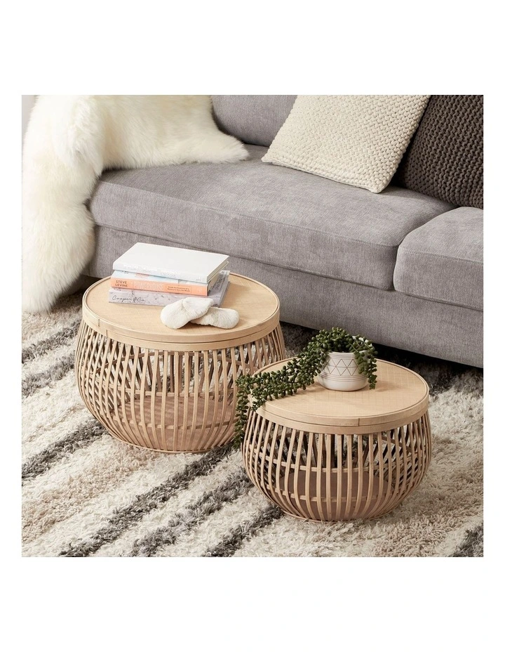 Sara Bamboo Coffee Tables Set of 2 in Natural