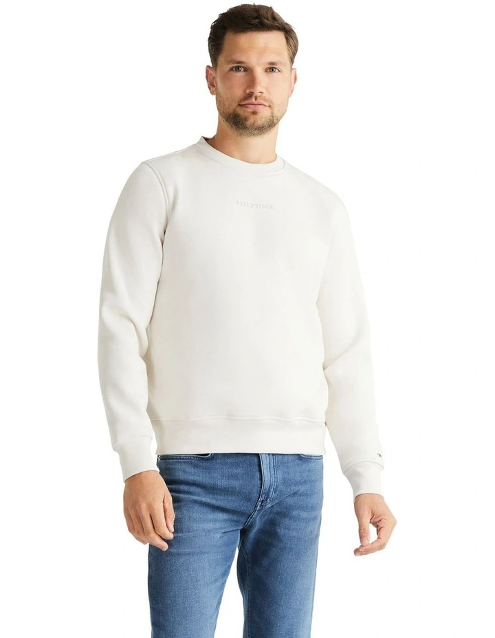 Hilfiger Monotype Flex Fleece Sweatshirt in White