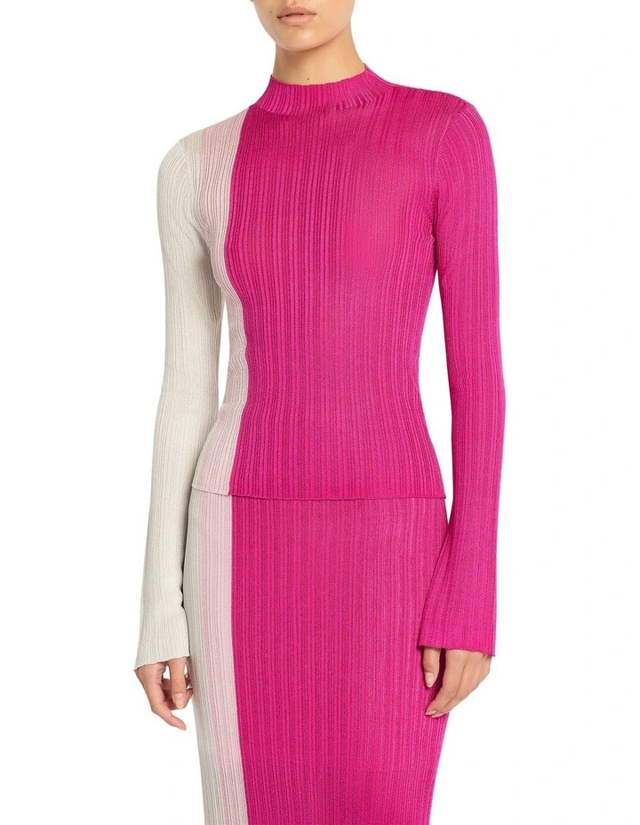 Ryder Rib Knit Top in Candy Pink