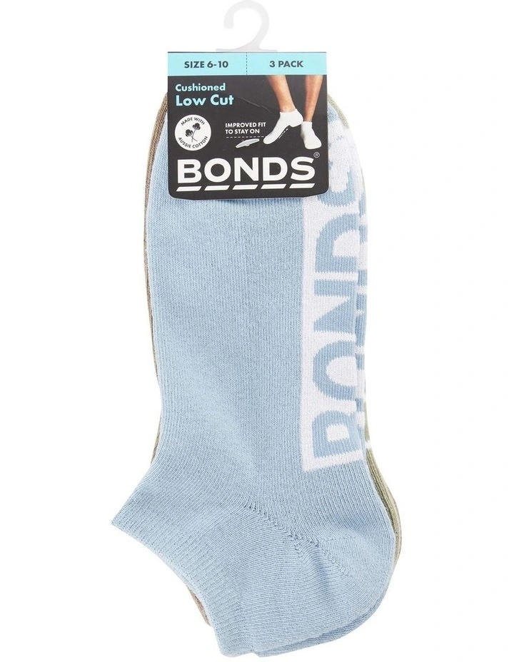 Men's Logo Cushioned Low Cut Socks 3 Pack in Multi
