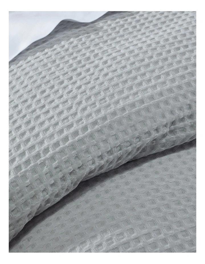 Cotton Waffle Quilt Cover Set in Silver