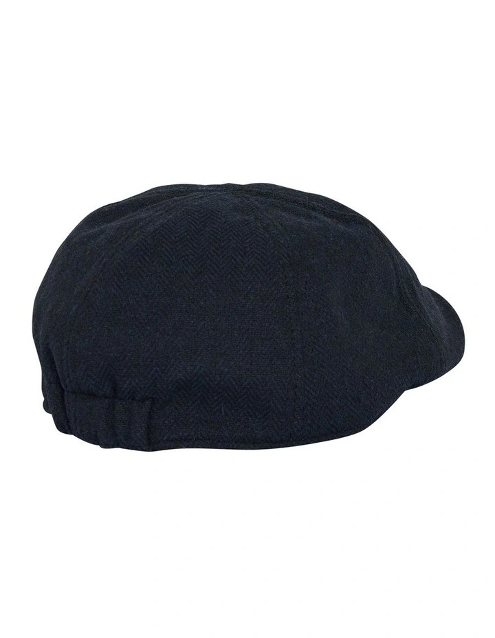 Herringbone Flat Cap in Navy