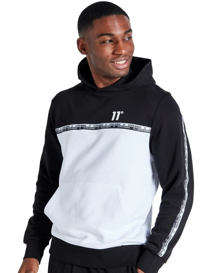Double Taped Hoodie in Black/White